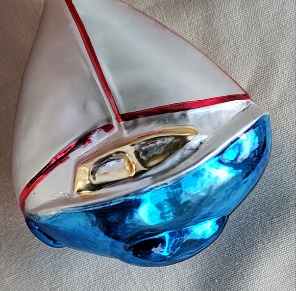 Vintage Mercury Glass Sailboat Christmas Ornament - Picture 4 of 12